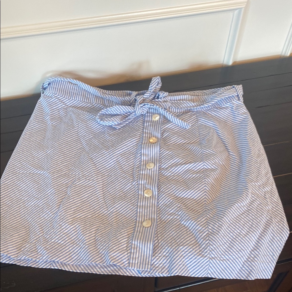 Vineyard Vines Blue and White Tie Front Mini Skirt